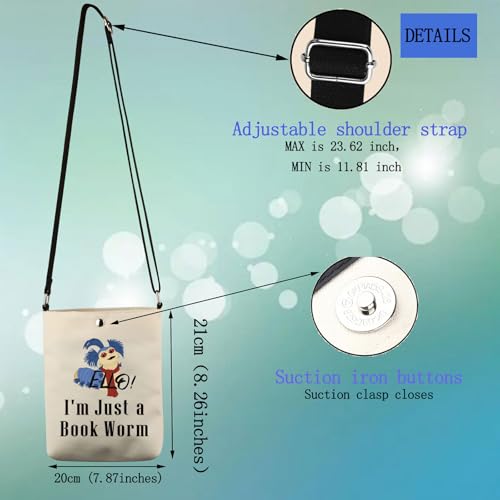 FEELMEM Movie Merchandise Gift Crossbody Bag I'm Just a Book Worm Quote Crossbody Purse Book Covers Movie Fans Gifts2