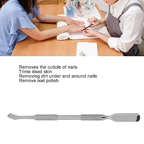 Empurrador de Cutícula de Unha Raspador de Cutícula Ferramenta de Manicure Cabo Recartilhado Aço Ino
