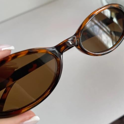 90s Sunglasses for Women Men Retro Small Oval Sunglasses - Image 6