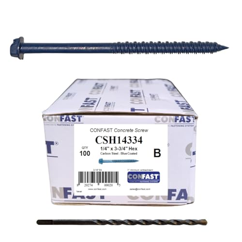 CONFAST 1/4" x 3-3/4" hex head concrete screw anchor