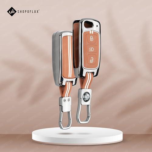 Image of SHOPOFLUX Metal Key Cover Compatible with Tata Tiago | Nexon | Altroz | Curvv | Safari | Storme | Zest | Bolt | Tigor | Punch | Hexa 3 Button Flip Key