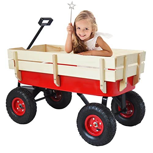 Find Bargain All Terrain Wagons for Kids Wagon with Removable Wooden Side Panels, Garden Wagon Cart ...