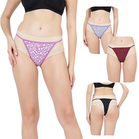 lovawears Solid Thong Panty for Women with Cotton Spandex Fabric | Regular Fit, Soft Stretch Feel & No Visible Panty Line | Seamless Look | Ideal for Regular Use - Pack of 4 (S, Yellow Wine Black)-picture-22