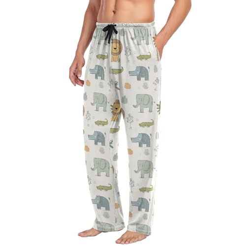 Men’s Cute Animal Pajama Pants with Pockets, Comfortable Lounge Sleep Bottoms#3594