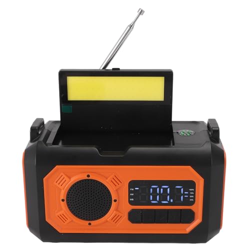 Radio Portátil de 12000 MAh, Radio de Emergencia de Manivela Solar NOAA con Linterna, Lámpara de Lectura, Cargador de Teléfonos, Manténgase Informado, Protegido y Listo con Am