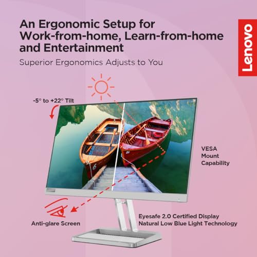Lenovo L-Series 22 inch (54.6cm) | FHD IPS Ultraslim Monitor| 75Hz, 99% sRGB, 4ms, AMD FreeSync, HDMI 1.4, VGA, 2X3W Speakers,Tilt Stand, for Home... - Image 4