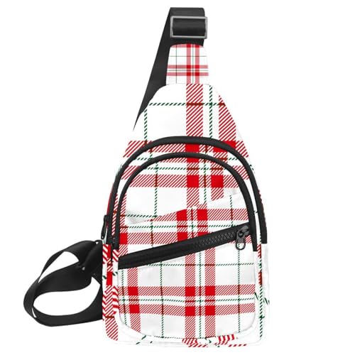 Sac à dos à bandoulière motif tartan écossais rouge et blanc ultra compact