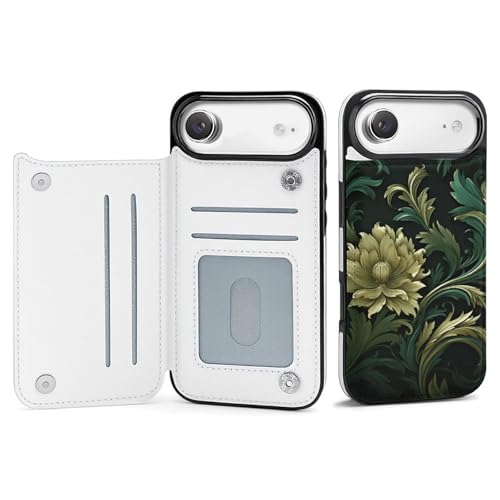 Étui portefeuille iPhone 17 vert foncé avec porte-cartes intégré et protection antichoc mince