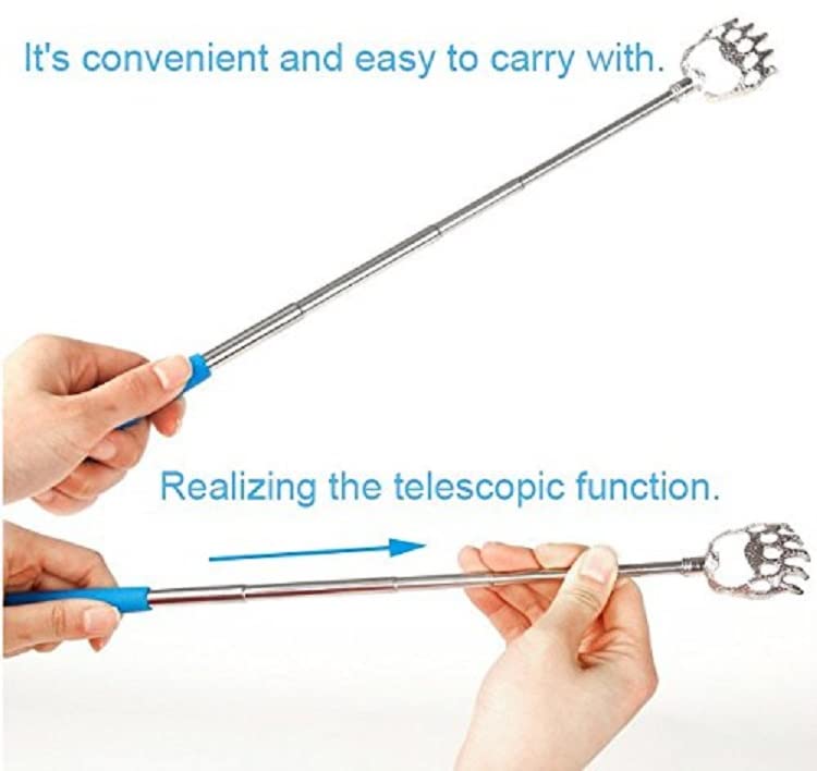 Image of Alexvyan Small Adjustable Portable Extendable Back Scratcher Handheld Massager, Metal Stainless Steel Telescoping Itching Stick Tool (Pack of 2 - Model 002)