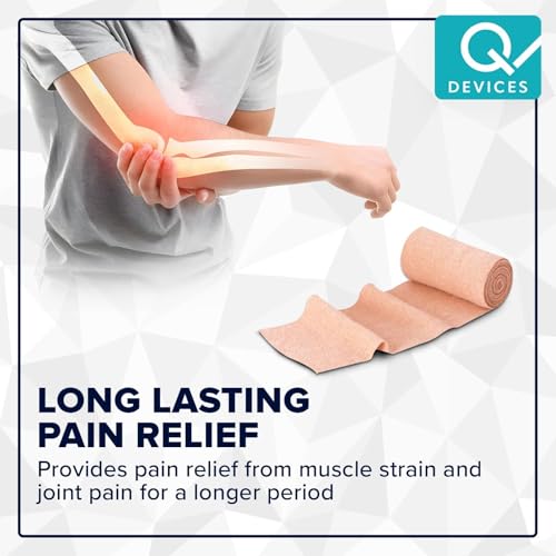 Image of Q DEVICES Elastic Crepe Bandage for Pain Relief (10 cm x 4 m) | Skin-Friendly Breathable Cotton Crepe Bandage for Sports Injuries, Sprains, Joint Support & Varicose Veins