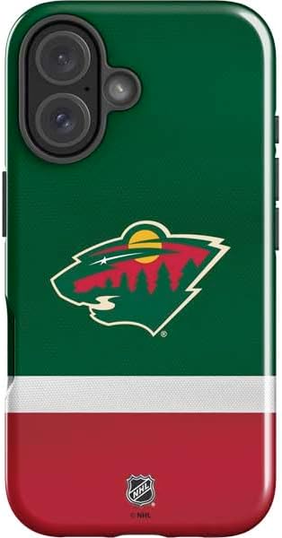 Skinit Impact Phone Case Compatible with iPhone 16 - Officially Licensed NHL Minnesota Wild Black Background Design