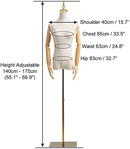UWYTGF Mannequin Tailors Dummy Dressform Female Mannequin Adjustable Torso with Square Metal Stand,Clothing Dispay Dress Form for Craft Shows/Photos/Design Dressform Mannequin,with Arms,Without Head