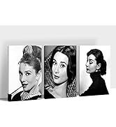 3 Panels Audrey Hepburn Wall Art Framed - Black and White Audrey Hepburn Poster Framed Wall Decor...