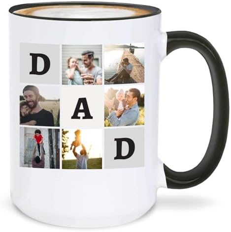 Custom Dad Photos Coffee Cup 15 oz. Personalized Father's Day Gif...