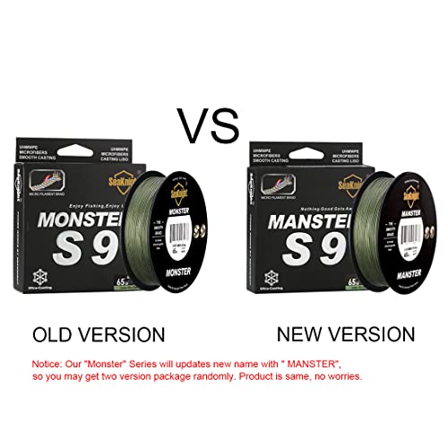 Seaknight Manster S9 9 Strands Pe Braided Fishing Line 328Yards/547Yards, Abrasion Resistant, Zero Stretch & Low Memory, Thin Diameter #TOP1