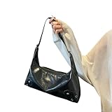 CHENSHI Bolso Bandolera Mujer Mujeres Rebos Retro De Hombro Metal Gran Capacidad Cuero Suave Bolsas Moda Damas-Negro