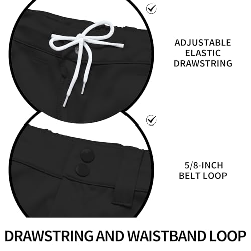 QBK 2T/3T/4T/5T/6T/7T Calça de beisebol infantil menino com tubulação lateral/trança, Preto, 6 Years