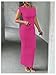 SOLY HUX Women's Elegant Maxi Dresses One Shoulder Short Sleeve Bodycon Cocktail Prom Dress Hot Pink X-Small