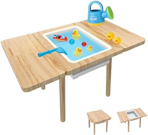 Wooden Sensory Table for Toddlers 1-3, with a Flip-Adjustable Desktop, Kids Table with Storage Bins, A Festive Gift Suitable for Both Boys and Girls