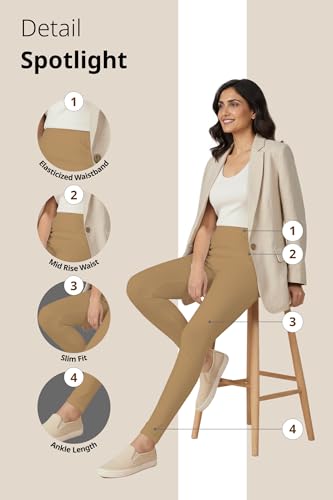 Image of Women's Cotton Lycra Ankle Length Leggings | Regular Rise, Soft 4 Way Stretch Fabric | Casual & Ethnic Wear