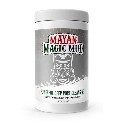 Mayan Magic Mud Powerful Deep Pore Cleansing White Kaolin Clay - Natural Face Mask Peel For Men And Women - USA Made Full Facial Skin Care - Spa Level Beauty Products That Cleanse Skin - 16 Oz