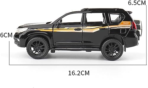 Image of DEOXY 1:32 Die-Cast Metal Prado Car Toy with 6 Openable Doors, Lights, and Sounds for Kids Boys and Girls Children (White)