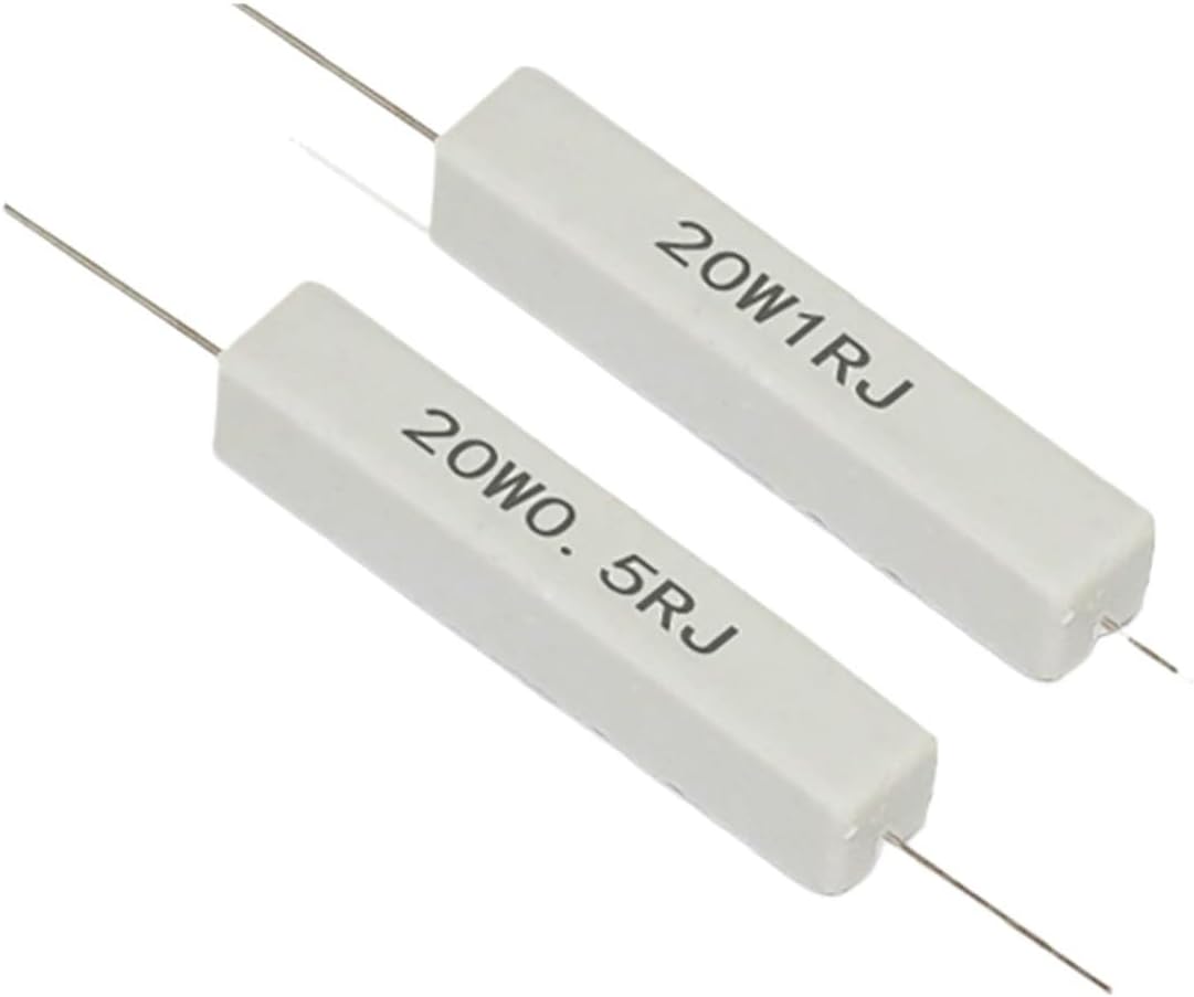 5PCS 20W Ceramic Cement Resistor 5% 1R 2R 5R 10R 47R 100R 1K 2K 10K 1 2 5 10 47 100 Ohm 1R~10KΩ Cement Resistance(2R)
