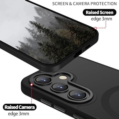 Image of Elzzi Magnetic Magsafe for Samsung S26 Case, Upgraded [Full Camera Protection] [Compatible with Magsafe] [Translucent Matte] Shockproof Protective Phone Case for Men & Women - Black