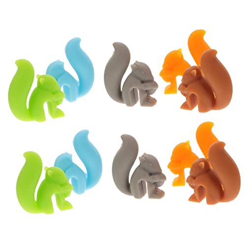 VOSAREA 10pcs Squirrel Silicone Tea Bag Holders Creative Markers Cup Identifiers for Parties Weddings and Gatherings Reusable Wine Charms Color
