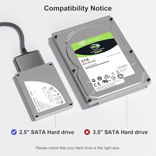 image for Basesailor USB Adapter for SATA Cable with USB C to USB Adapter,USB A 