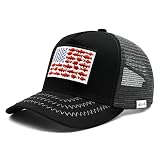 Waldeal Fish Flag Trucker Hat, American Flag Embroidered Adjustable Snapback Mesh Baseball Cap for M