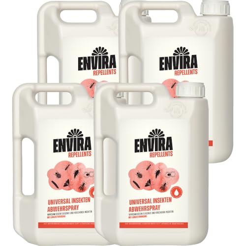 Envira Universal Insekten Abwehrspray 4 x 2 Liter - Spray mit Langzeitwirkung gegen Trauermücken, Silberfische, Lebensmittelmotten & weiteres Ungeziefer - Mittel gegen Insekten