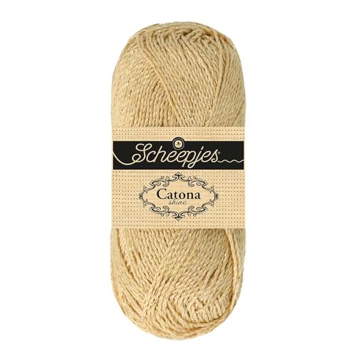 Scheepjes Catona Shine 50g - 'English Tea', Gold Strick- und Häkelgarn