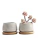 Produktbild T4U 6,5cm Zement Sukkulenten Töpfchen mit Untersetzer Rund 2er-Set, Beton Mini Blumentopf für Kaktus Miniaturpflanzen
