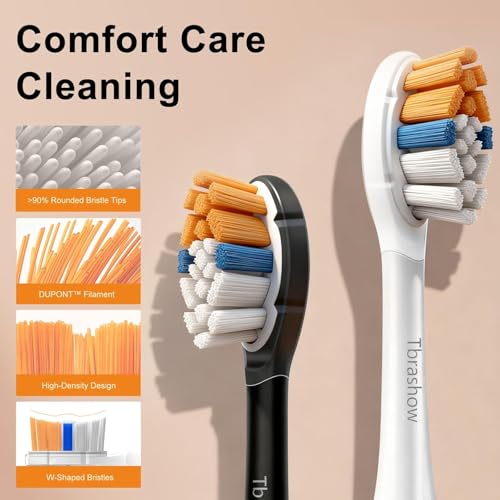 Replacement Toothbrush Heads for Phillips Sonicare Toothbrush Heads, Compatible with Click-on Toothbrushes, Soft Dupont Bristles, Sensitive Gum Care, 8 Pack (Black) — view 4