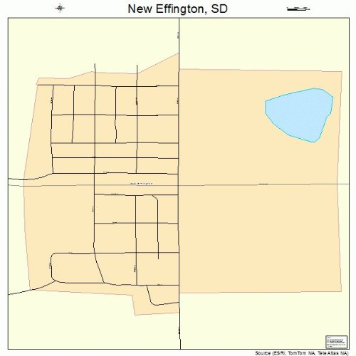 Large Street & Road Map of New Effington, South Dakota SD Printed