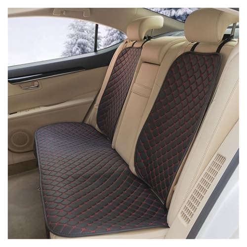 Leather Car Seat Covers Four Seasons Front/Rear Seat Protector Car Seat Cushion Pad Mat Auto Interior Accessories Universal(1pc Rear Red line)