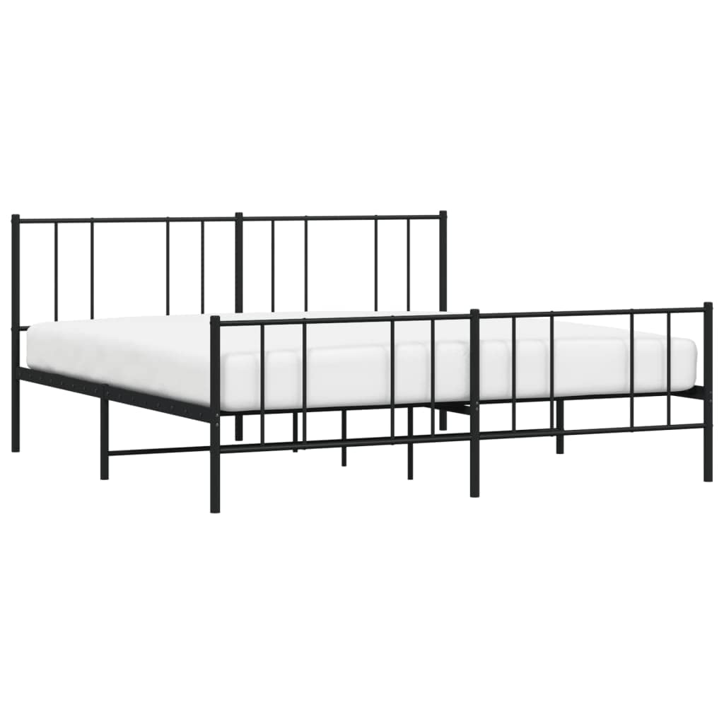 Telaio letto con testiera e pediera in metallo nero 193 x 203 cm Cornice da letto per soggiorno Telaio per camera da letto Struttura del letto dell'hotel Adatto per camera da letto