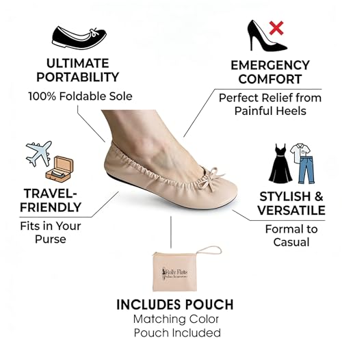 Image of Women's Foldable Ballet Flats - Portable Flat Shoes for Travel and Wedding that Fit in Your Purse