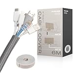 PLUSDEN (プラスデン) ケーブルカバー 【一本でミニマルデスク】結束バンド付き (グレー, ６m)