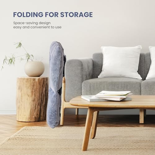 Image of Simple Deluxe Oversized Square Moon Chair for Adults, Soft Faux Fur Folding Lounge Chair with Sturdy Steel Frame, Comfortable Reading Gaming Chair for Living Room, Bedroom, Gray