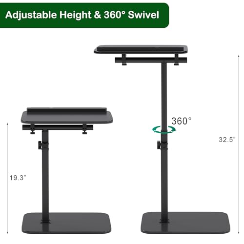 promitop Sofa Side Tray Table for Couch - Set of 2 Adjustable Height 360° Swivel C Table for Sofa & Bed, Use as TV Tray Laptop Stand Snack Table Reading Desk, Fits Eating Working Studying — view 6