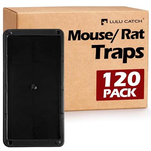 Image of LULUCATCH Sticky Mouse Trap, 120 Pack Large Glue Traps, Pre-Baited Heavy Duty Non-Toxic Bulk Glue Boards Mouse Traps Indoor for Mice, Snakes, Rat, Insects, Cockroaches & Spiders, Pet Safe Easy to Use
