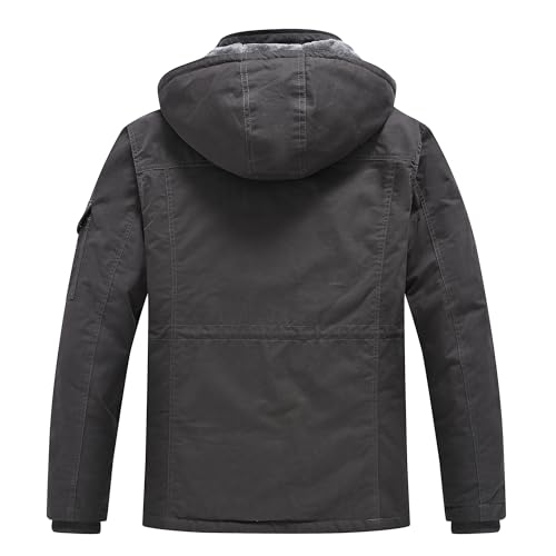 Image of Rapoo Men's Winter Jacket Cotton Work Military Jackets Fleece Lined Thick Warm Cargo Coats with Hooded