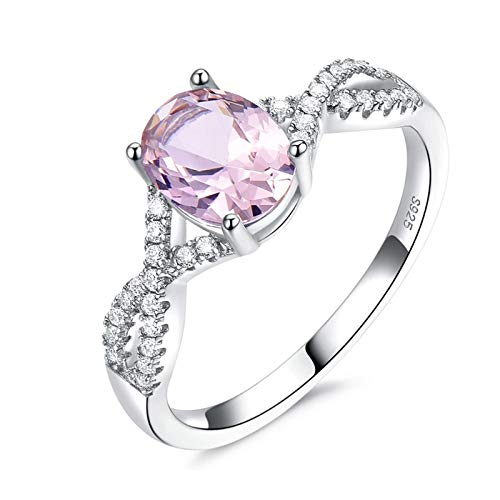 AueDsa Damen Ring Silber Rosa Silberring Damen 925 Unendlichkeit mit Oval Zirkonia Rose Ringgröße 60 (19.1) Cover