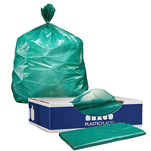 Plasticplace 64-65 Gallon Trash Can Liners For Toter │ 1.5 Mil │ Green Heavy Duty Garbage Bags │ 50” X 60” (50 Count) (W65Ldgtl) #TOP13