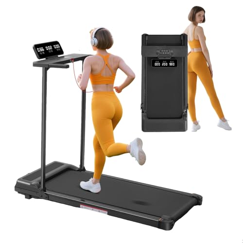 Folding Walking Pad Treadmill with Handle Bar, 3.5HP Compact Portable Foldable Walking Pads...