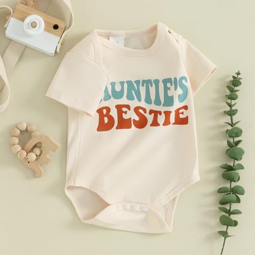 SAYOO Baby Girl Boy Bodysuit Romper Gender Neutral Unisex Funny Aunties Bestie Letter Clothes Casual One-Piece Bodysuit2