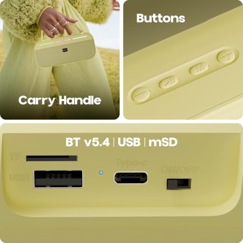 Image of Zebronics Sound Feast 45 Portable Bluetooth Speaker, 20W RMS, Up to 5h Playback, 6.6cm Driver, Deep Bass, 4 RGB Modes, BT v5.4, USB, mSD, FM Radio, TWS, Type-C Charging, Carry Handle (Yellow)