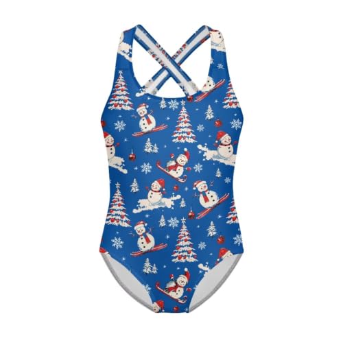 Image of Girls One Piece Swimsuits Quick Dry Beach Bathing Suit Crossback Swimwear 5-14 Years